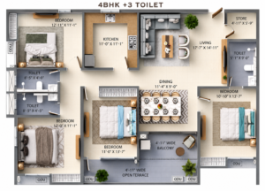 4 BHK & 3 TOILET