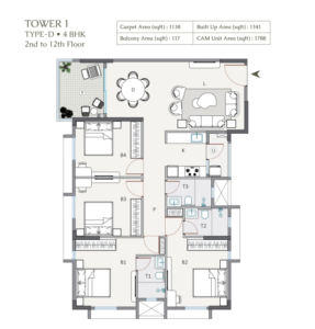 PURTI TATSAM 4BHK FLOOR PLAN